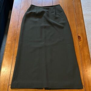 Vintage Jones New York Moss Green Long Wool Pencil Skirt Size 4